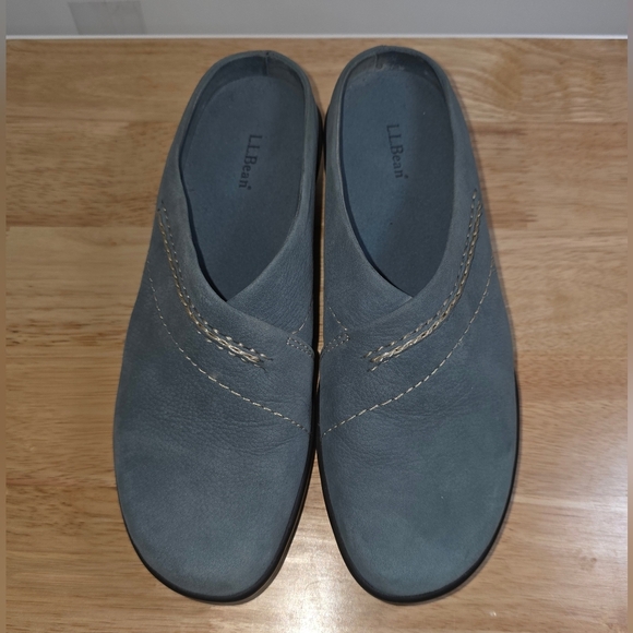 L.L. Bean Womens Sport Moc Clogs Size 6.5 M Blue Swede - Picture 1 of 8